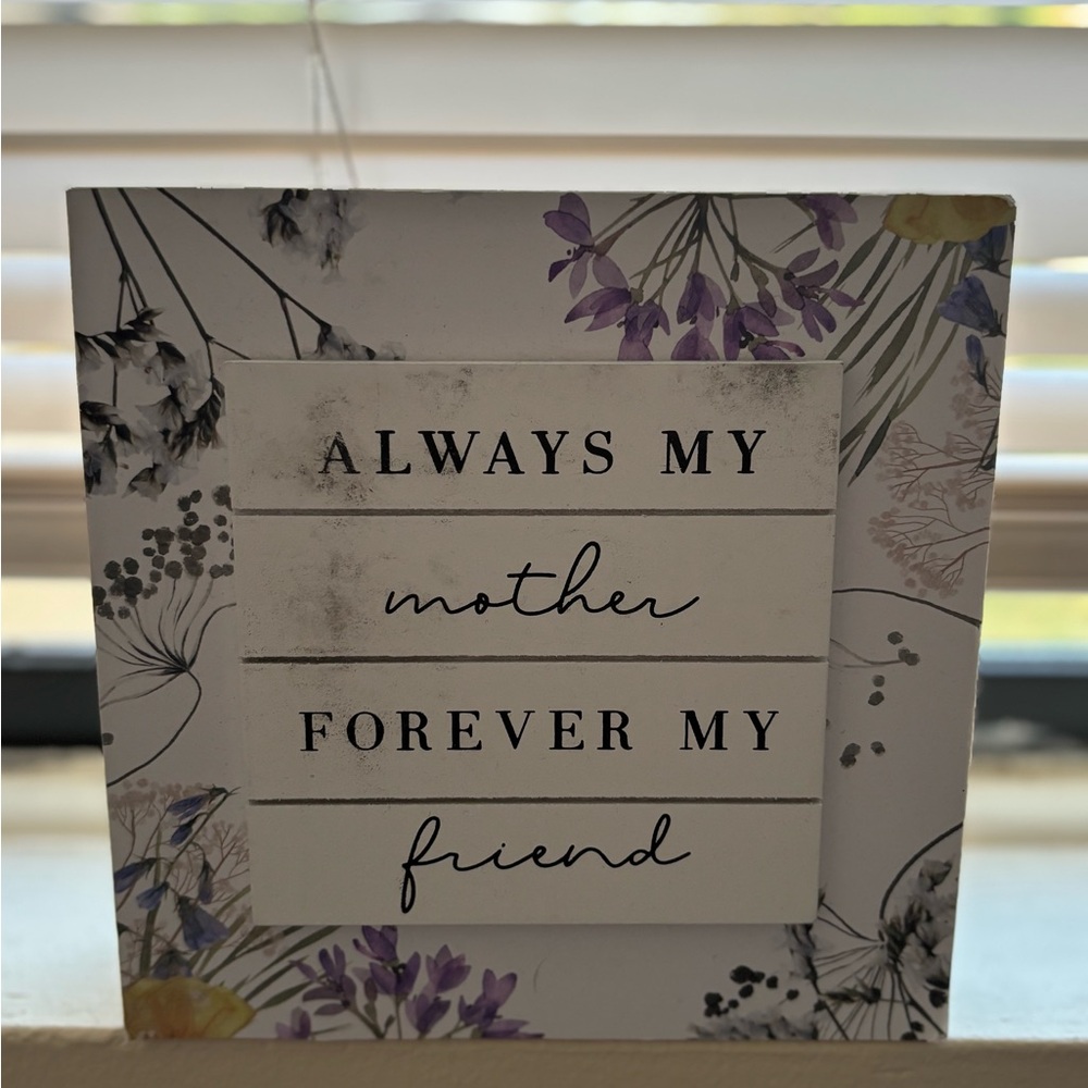 Source Unknown Floral Sentiment Art with Purple and Yellow Accents